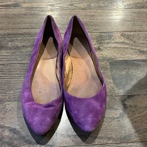 Purple suede pointed flats